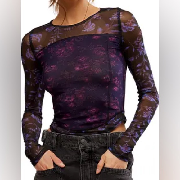 Free People Tops - Free People Betty’s Garden Top Midnight